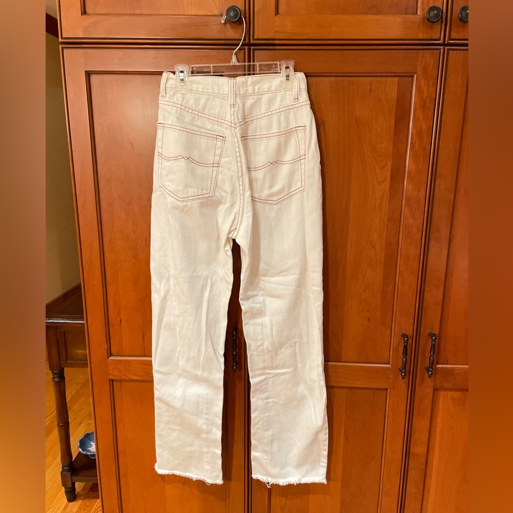Verge Girl White Cowboy Jeans, Brown Detailing | VRG GRL Size US 4 - Picture 3 of 12